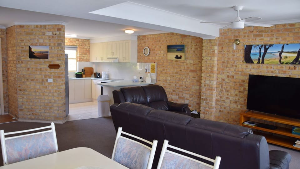 Kitchen, living and dining area.