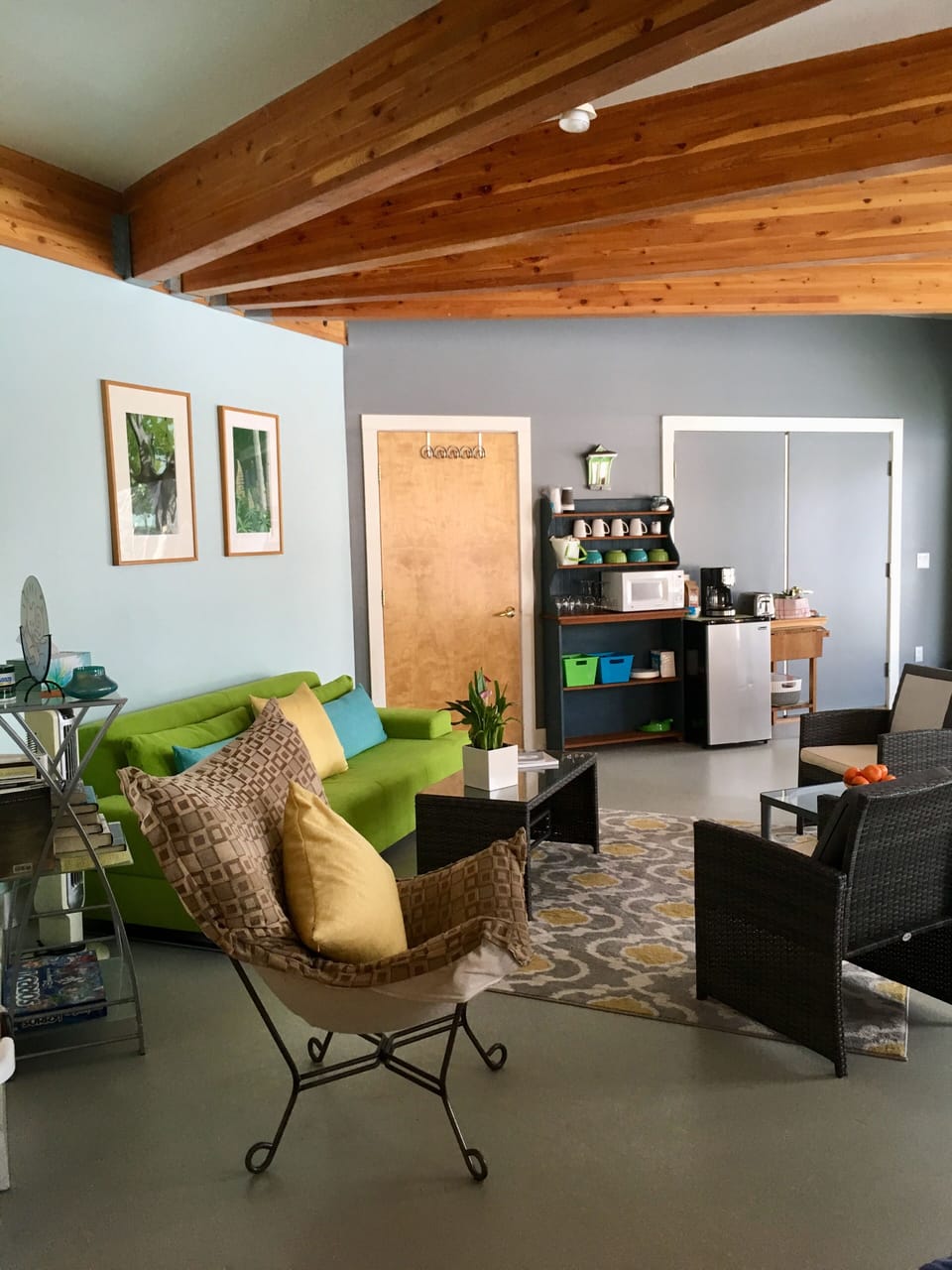 Main living area with food prep area.