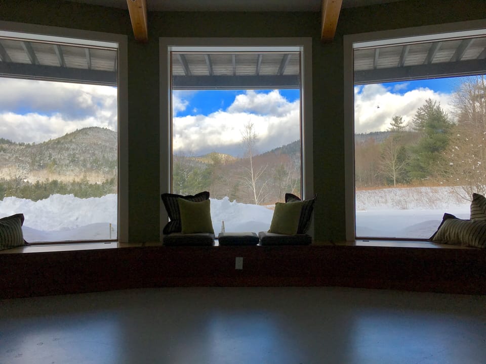 Glass View wall with seating