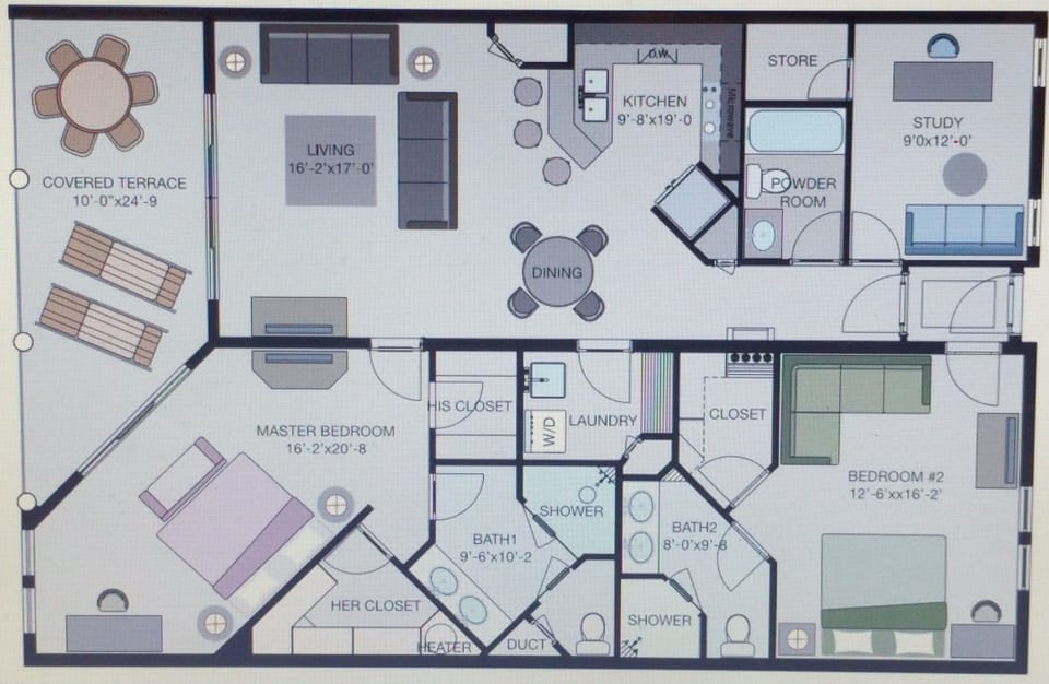 Orientation:  Beach front is to the left. The study is used as the 3rd bedroom.