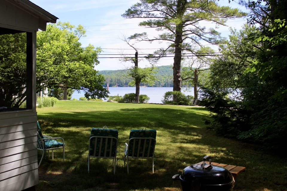 view of the lake from the porch