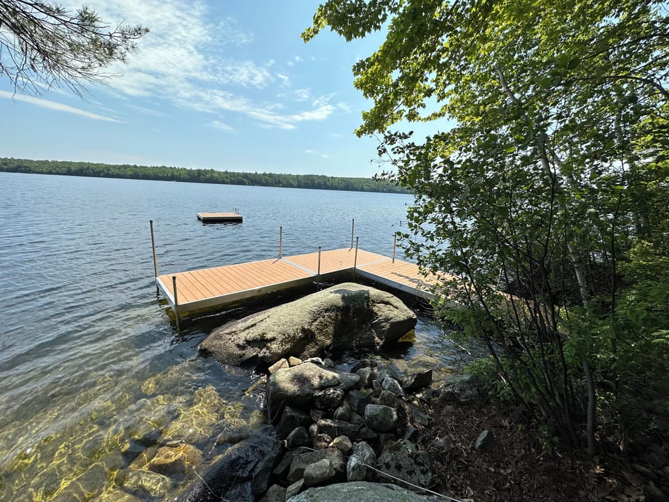 New front L- dock with easy assess to swim area and float