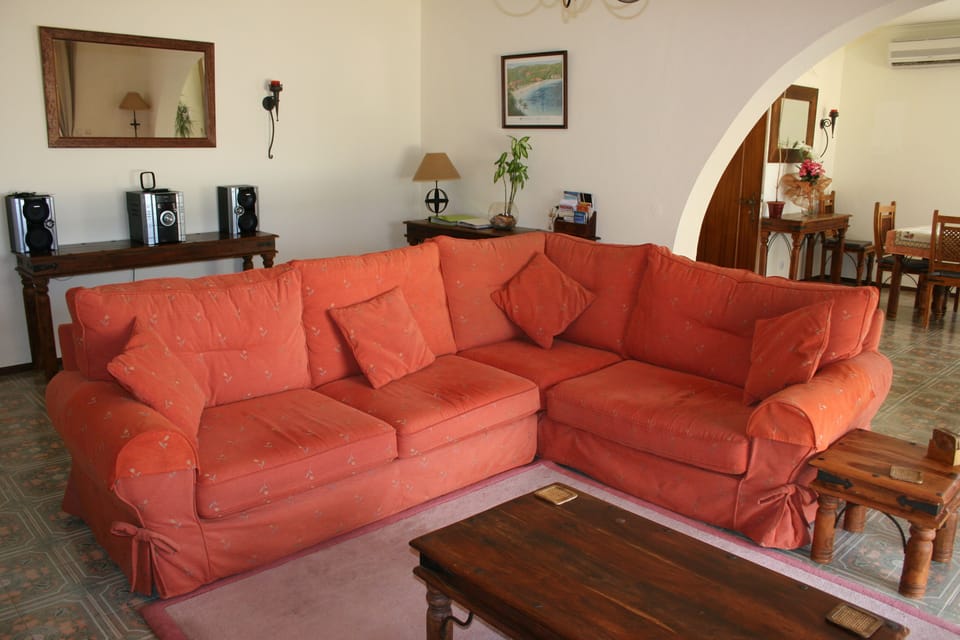 Sitting room with huge sofa for all