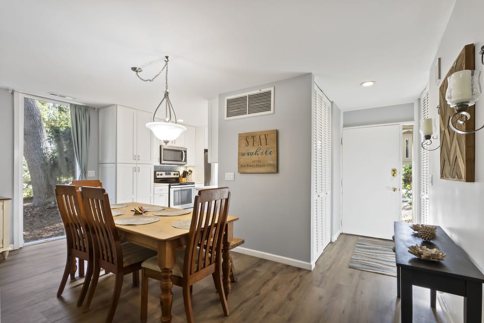 Dining table seats six