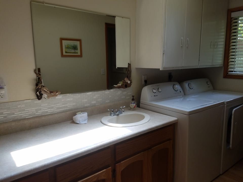 Bath/laundry with private comode. 