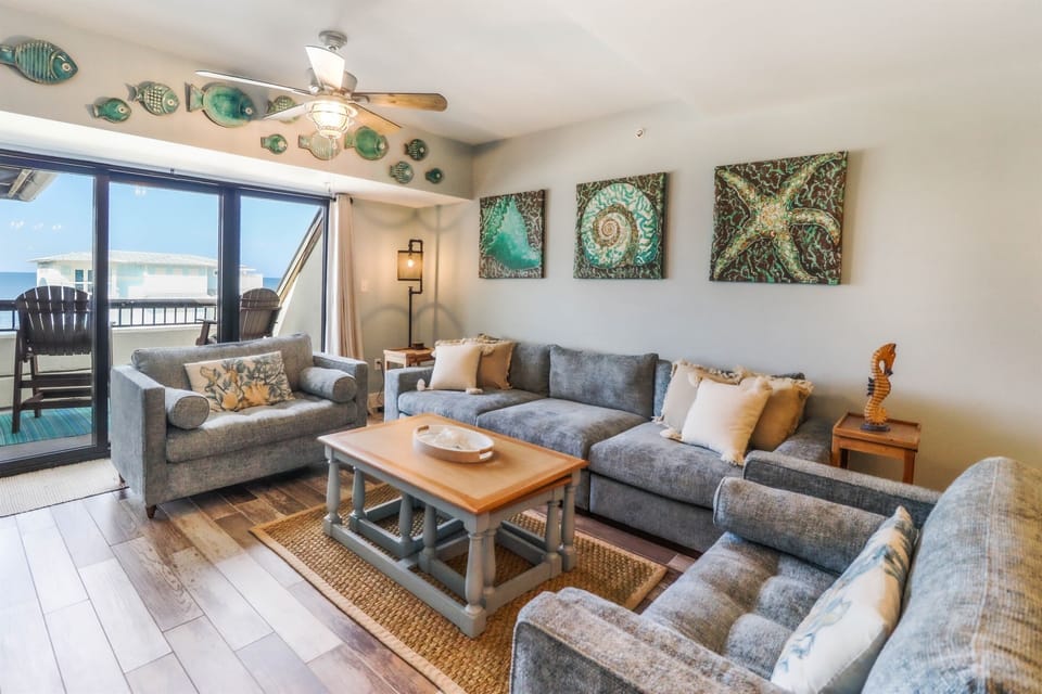 Listen to the waves as you relax in the gorgeous living area.