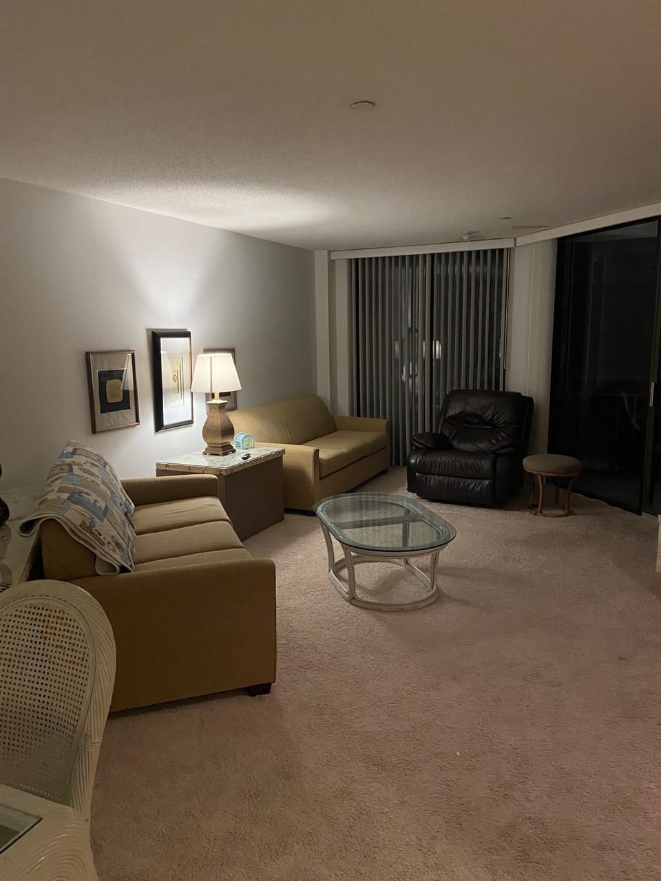 Spacious living area with custom furniture