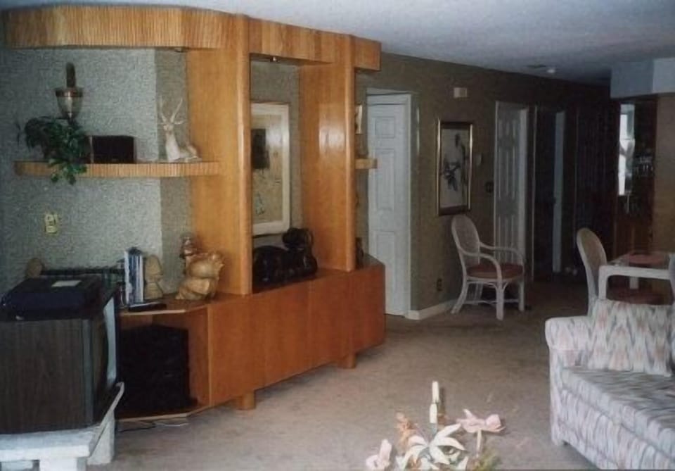 Spacious living area with custom furniture