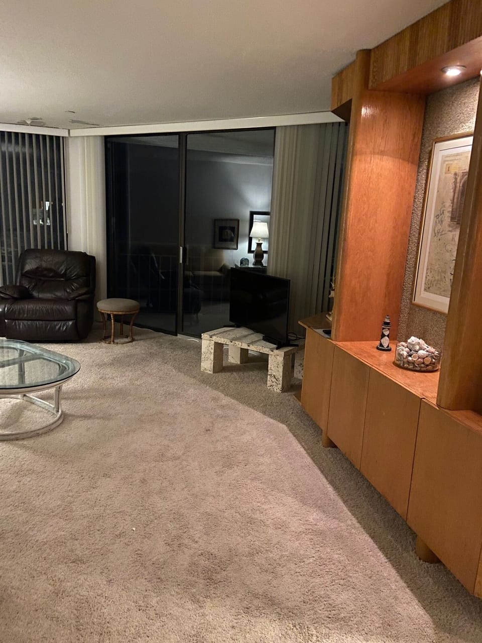Spacious living area with custom furniture