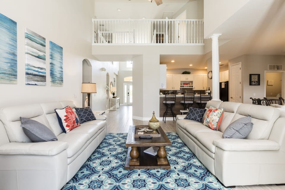 Modern living room with super comfortable leather furniture.