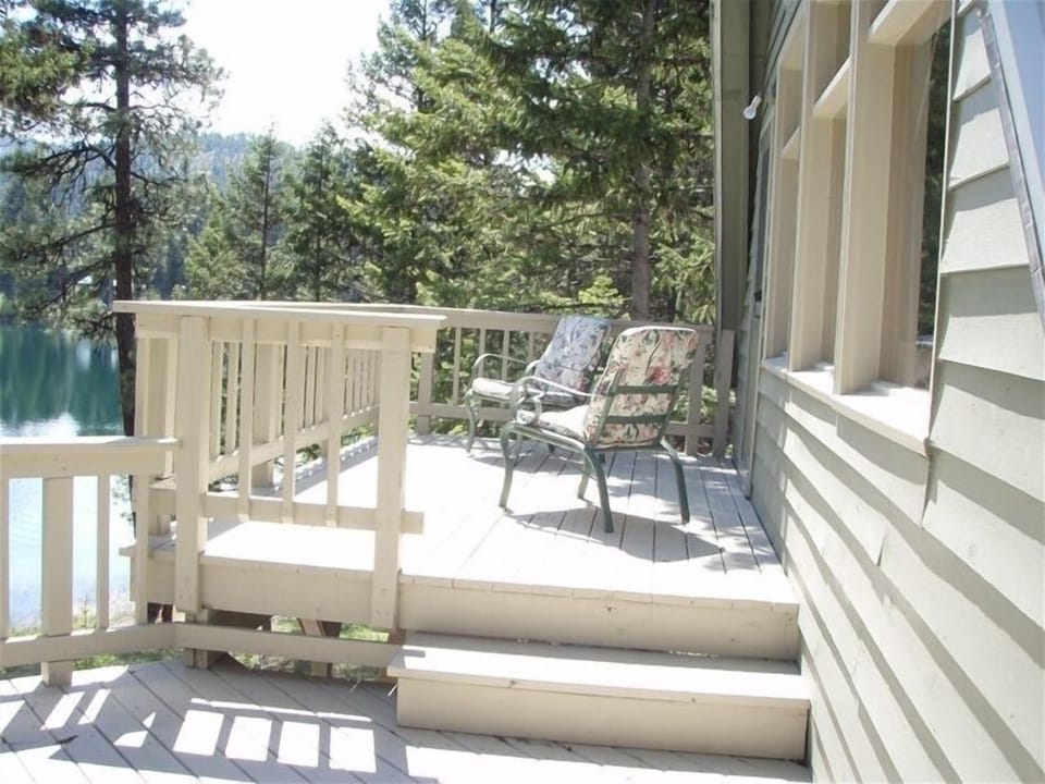 Deck sitting area of the 3 level deck viewed from deck dining table.