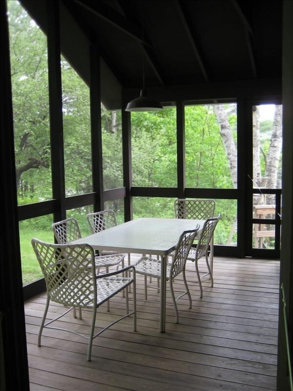 The screen porch.