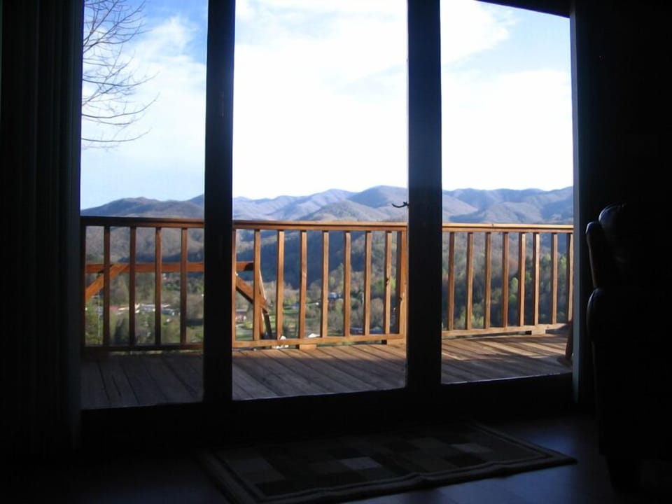 Mountain view from the Family Room through the glass doors 