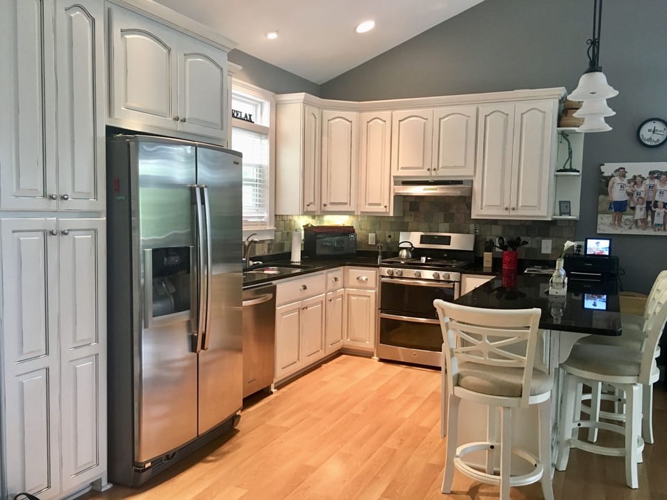 Full kitchen with lots of open cabinet space.  Basic spices and condiments incl.