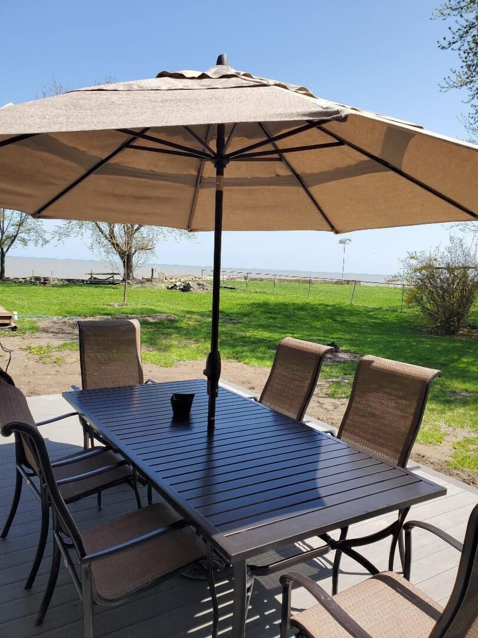views of the lake from the newly added deck.