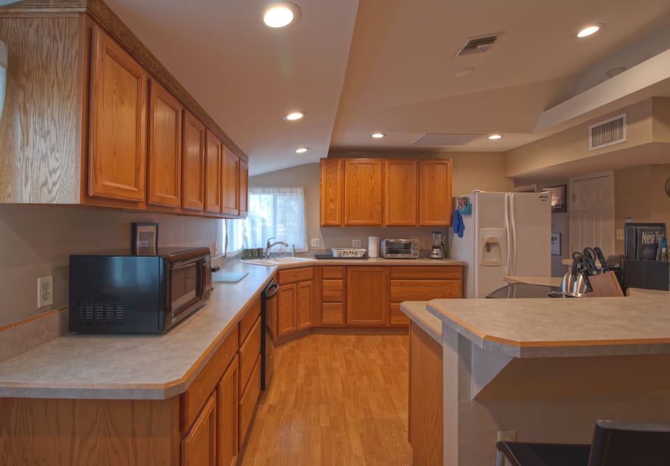 Kitchen has everything you need to prepare meals while you stay.