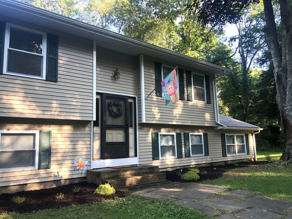 Side Angle of Front of House with New Landscaping