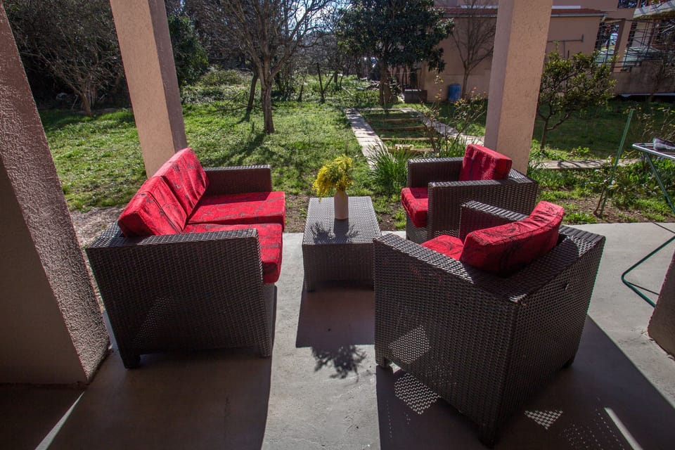 It is equipped with a table and seating chairs, where you can very comfortably spend your own time.