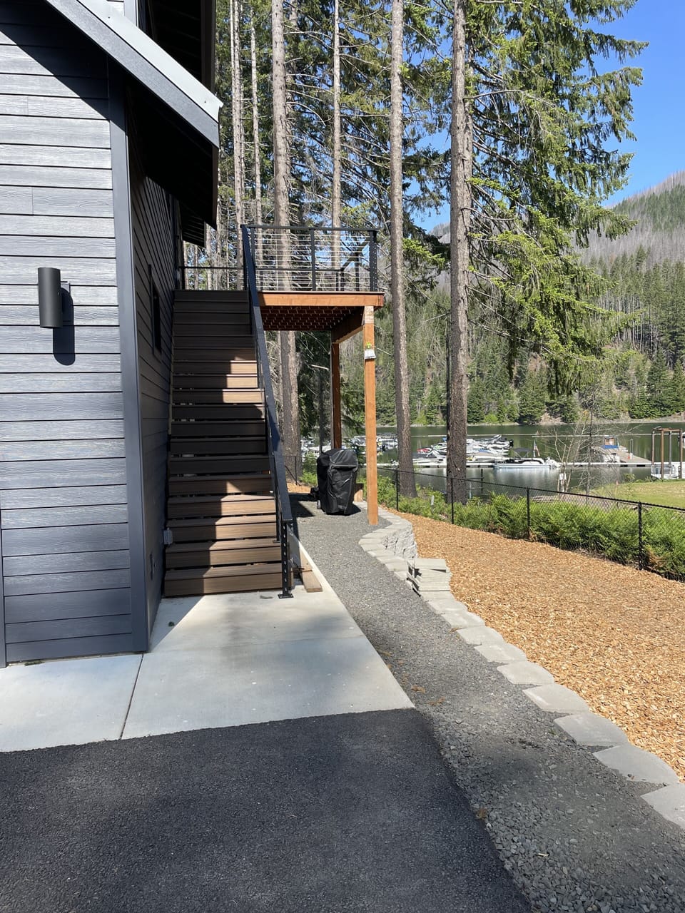 Front entry to private studio apartment, bbq below 