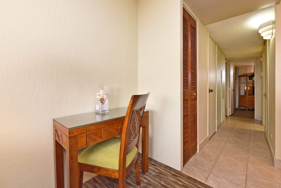 Work while on vacation on this compact desk