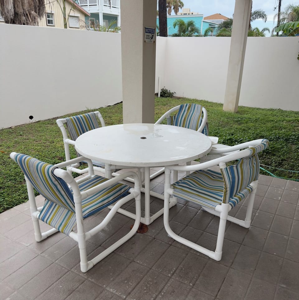 Unwind in our back patio 