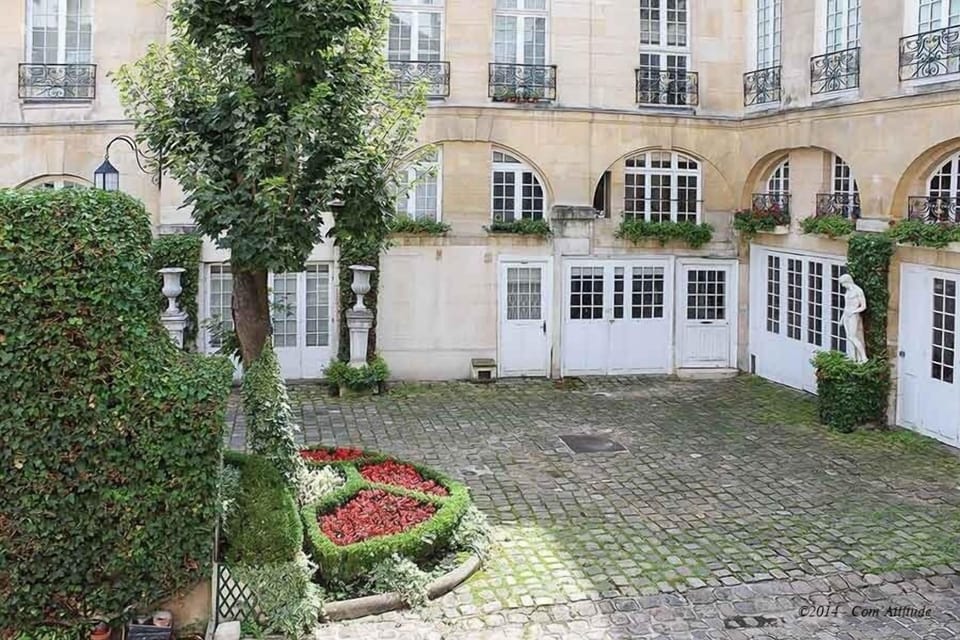 View of the living room. Beautiful flowered courtyard

