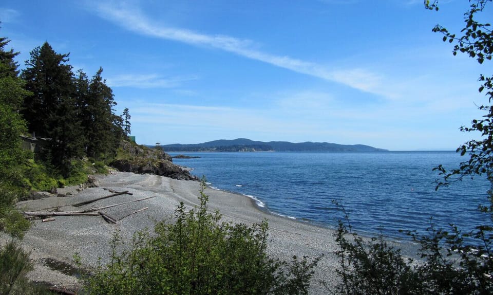 A view of the beach at Driftwood Beach House looking east 