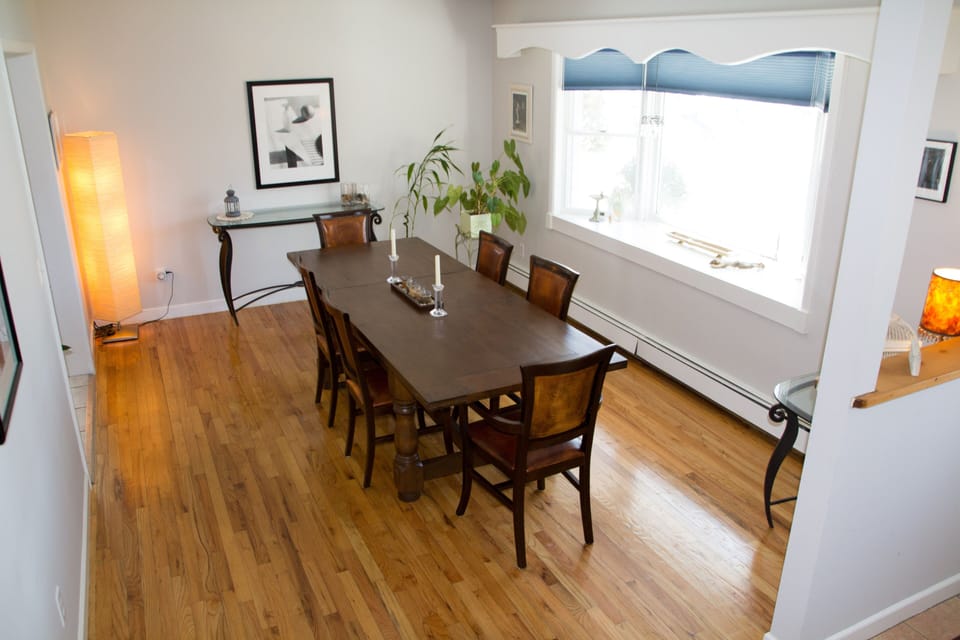 Another view of the dining room. It comfortably seats 6 but fits 8.