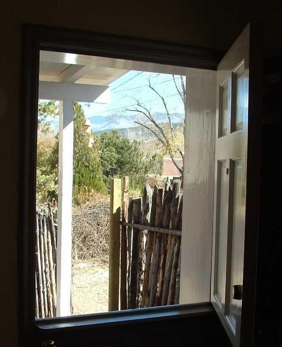 View of the Sangre de Cristo Mountains out the main door.