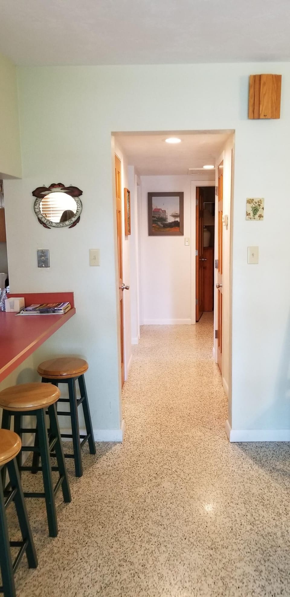 Hallway to all 3 bedrooms and main bathroom