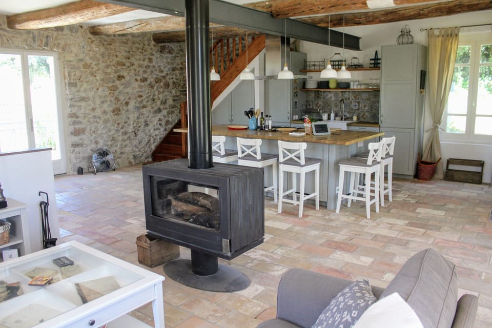 View of kitchen from living room