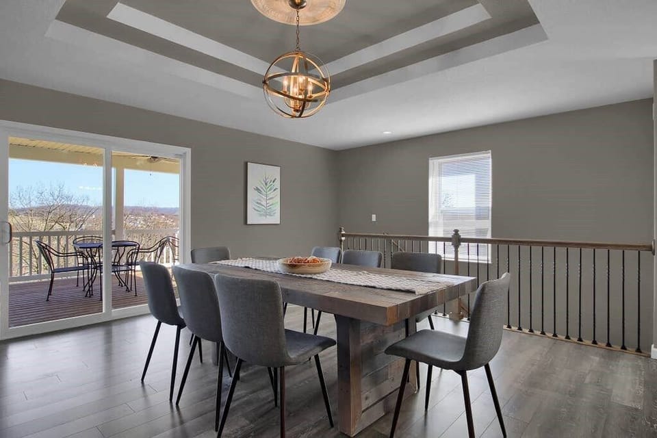 Dining area looking out onto back deck. 