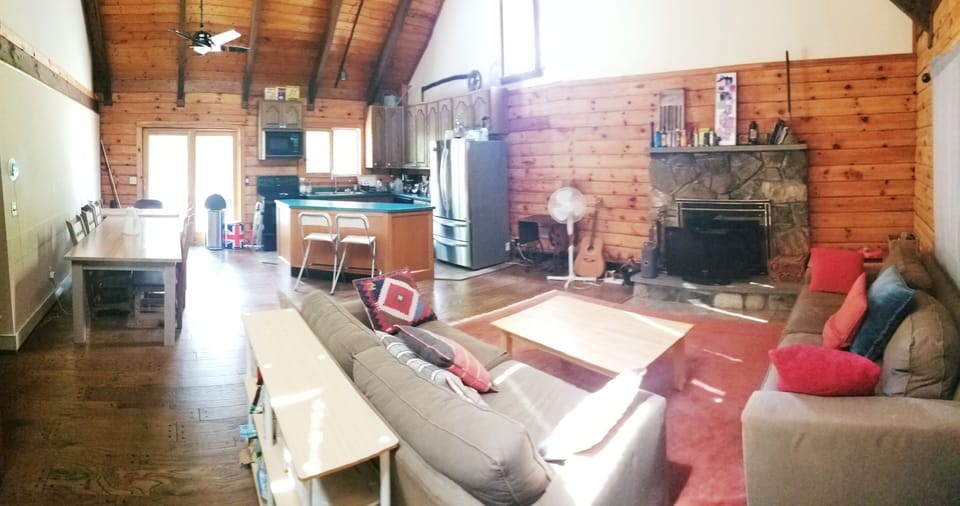 Living, dining and kitchen area