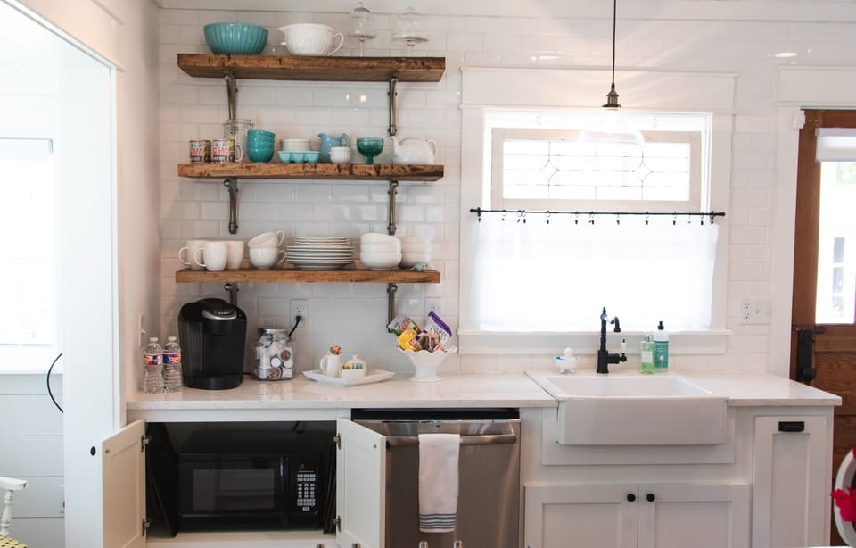 Kitchen with microwave