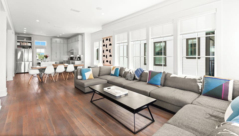 Main living area with oversized sectional sofa