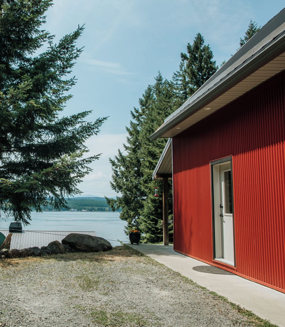 Side of cabin and main entry door 