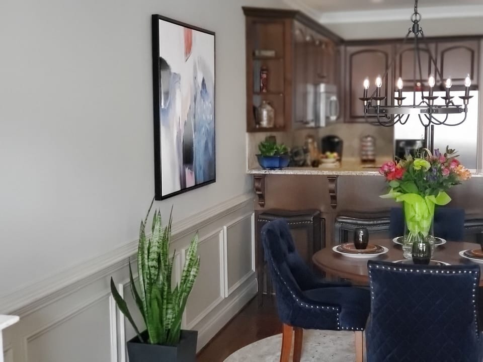 Den, looking into dining area and kitchen