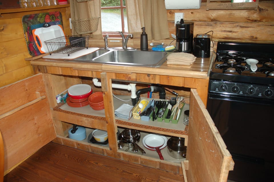 Kitchenette setup in Serenity Cabin