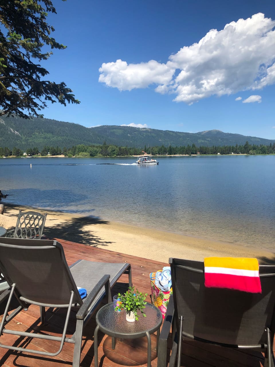 Beach beginning of June, almost full reservoir.