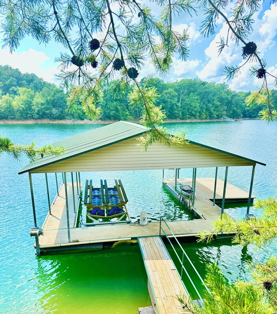 Newly updated dock. Swimming dock off to the side.