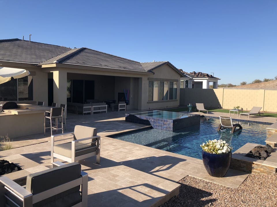Backyard view front fire pit area