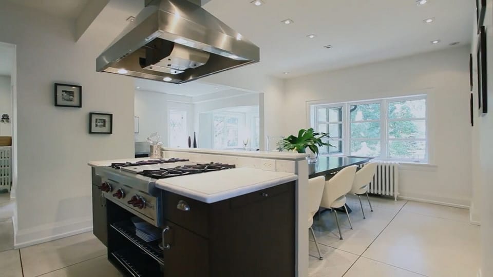 Kitchen island with Wolf stove