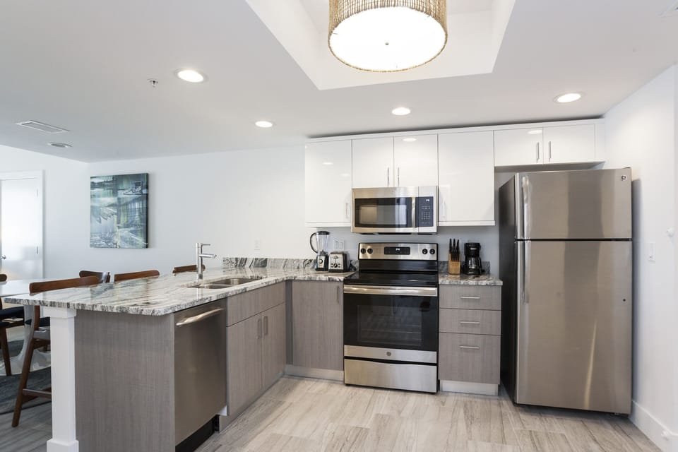 Kitchen with stainless steel appliances