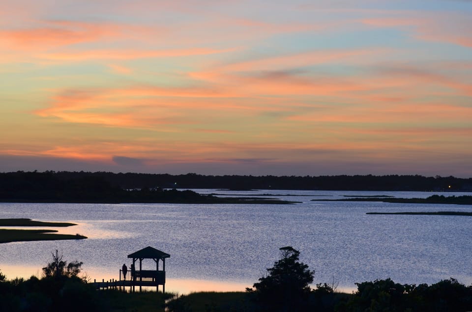 Sunset from the sound side in North Topsail beach just behind us.
