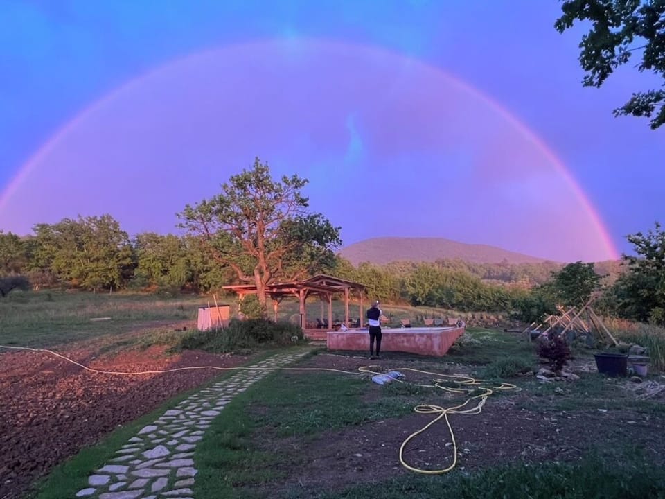 Rainbow over the new pool!