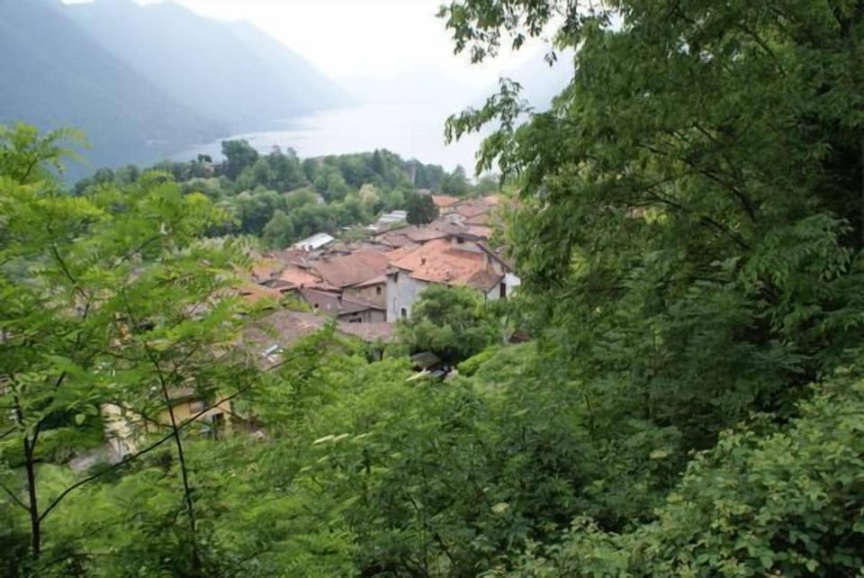 view on the medieval village Loggio with the house casa Valsolda