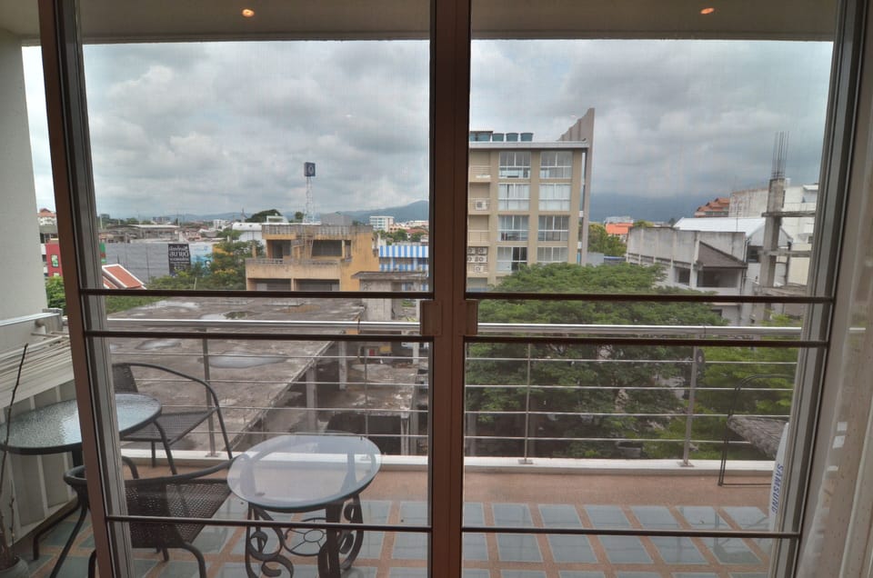 Tinted windows, screened door and furnished balcony