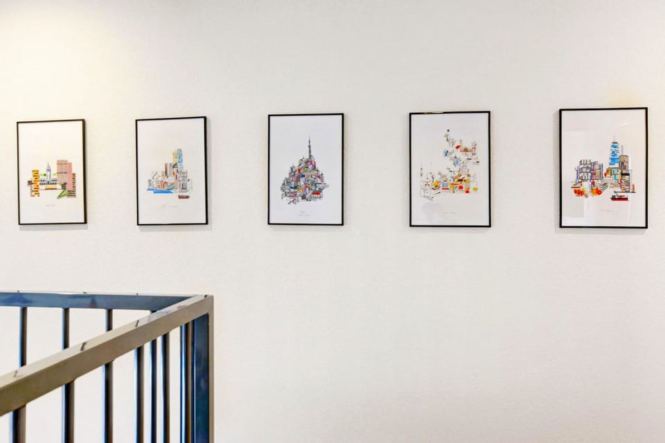 Walk through the halls and enjoy hand-selected custom artwork