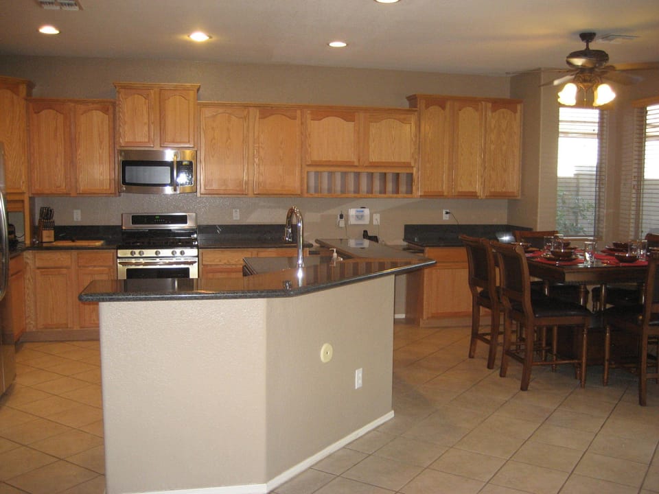 Gourmet kitchen with granite countertops