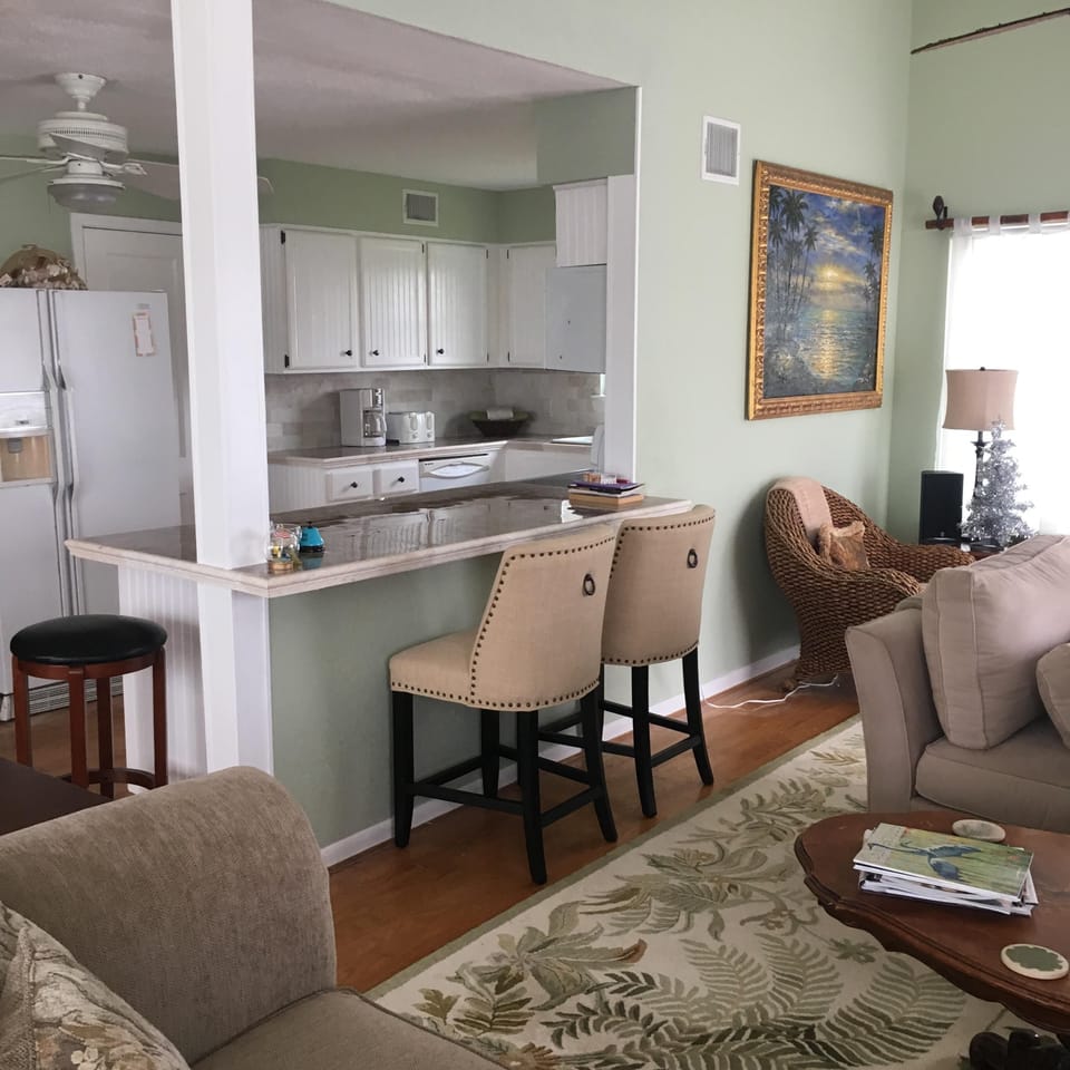view of kitchen from dining/living area